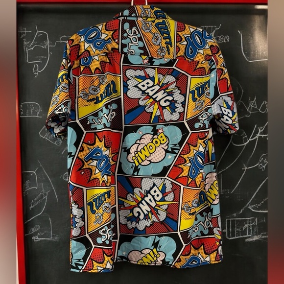Men’s button up Comic Print Shirt Oh Snap Drill Clothing Size M. - Picture 6 of 9